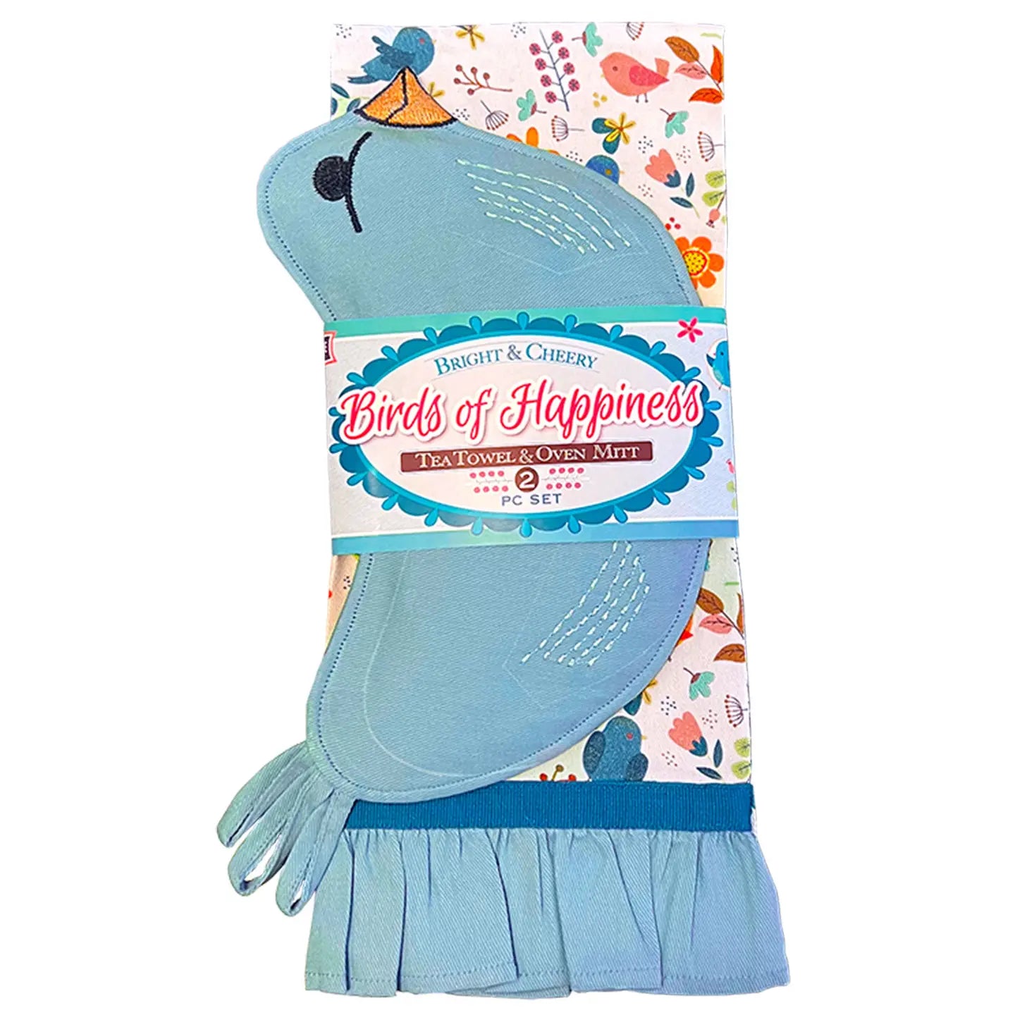 Birds of Happiness Tea Towel & Bird Oven Mitt - 2 Piece Set
